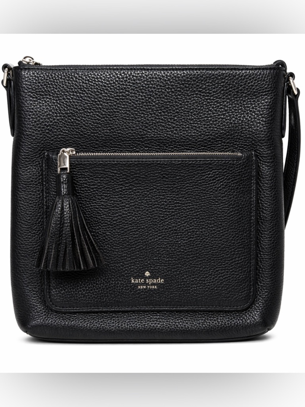 Kate Spade- Black and Gold Pebble Leather, Adjustable, Crossbody Bag